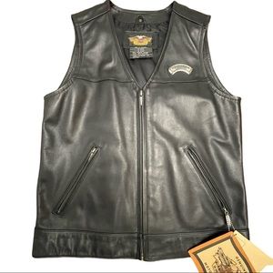 HARLEY-DAVIDSON MEN’S GENUINE LEATHER VEST | BLACK | SZ S | NWT